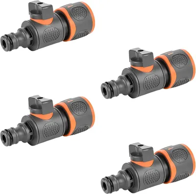Produktbild von 4er Set Schlauchkupplungen mit Regelventil, 1/2 Zoll, für Gartenschläuche