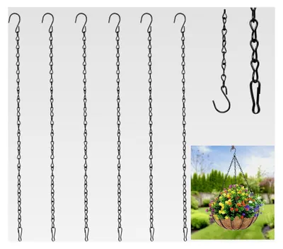 Produktbild von 6 Stück Blumenampelketten mit Haken, 50 cm Metallkette zum Aufhängen für Blumentöpfe und Hängepflanzen
