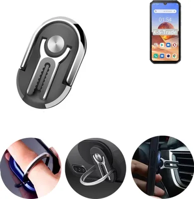 Produktbild von K-S-Trade 3in1 Smartphone-Ring Handy-Ring kompatibel mit Blackview BV9900E Fingerhalterung  Handyring Tischständer Lüftungsgitter-Halterung Tisch
