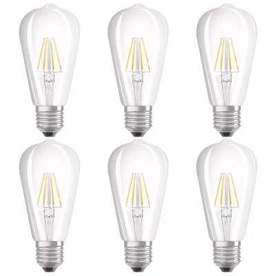 Produktbild von Osram RF CLAS ST 60 6 W/827 E27 6PACK LED-Tropfen, Sockel E27, 6 Watt, Warmweiß, 2700 K,