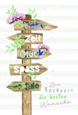 Produktbild von Hochzeit Geldkarte  Karte mit Briefumschlag Wegweiser