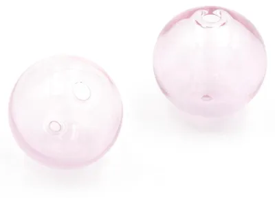 Produktbild von Vintageparts Hohlperlen zum Befüllen aus Glas rosa 14 mm, 2 Stück