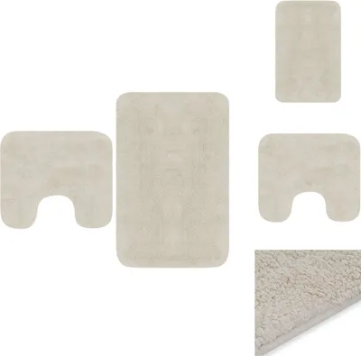Image de vidaXL Ensemble de tapis de bain 2 pcs. tissu blanc - Tapis de bain & tapis de bain
