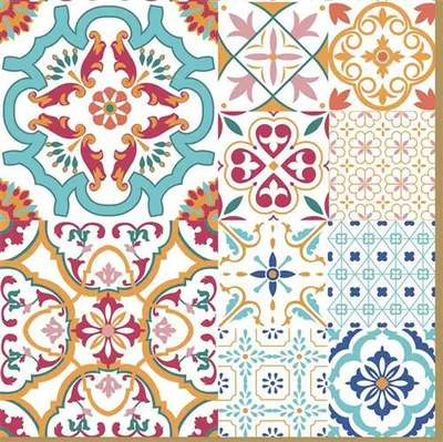 Produktbild von 20 Servietten Siracusa - Bunte Fliesenmuster 33x33cm