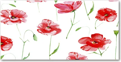 Produktbild von Tulup® Glas-Bild - 100x50 -Wandkunst - Wandbild hinter gehärtetem Sicherheitsglas  - Blumen & Pflanzen - Mohnblumen - Rot