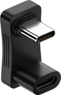 A black and silver USB-C adapter with a 90-degree angle.