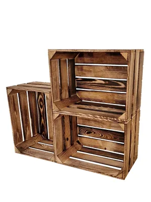 Obrázek produktu pro Dekorativní bedýnka 40x30x23 cm komplet 3 ks – dřevěná jako botník polička – opálená