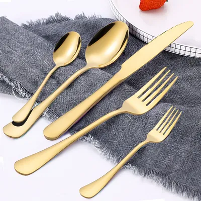 Produktbild von Freetoo Besteck Set, 60-teilig Besteck für 12-14 Personen, Besteckset inkl. Messer, Gabel, Löffel, Besteck Edelstahl, Spülmaschinengeeignet, Gold