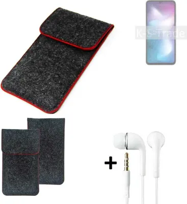 Produktbild von K-S-Trade Handy Schutz Hülle kompatibel mit Xiaomi Redmi 9 Activ Schutzhülle Handyhülle Filztasche Pouch Tasche Case Sleeve Filzhülle dunkelgrau