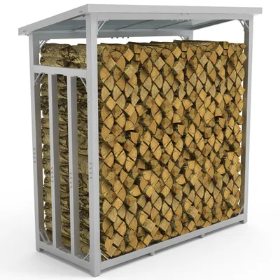 Image de Étagère à bois de cheminée en métal GALVANISÉ 188x70x188 Étagère à bois de chauffage extérieure avec toit Aide à l'empilage Bois de cheminée 3t