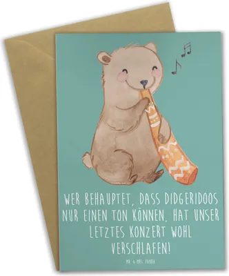 Produktbild von Mr. & Mrs. Panda jubiläumskarte Didgeridoo Konzert - Meeresbrise - Geschenk, Lernen, Australien, hochzeitskarten, weihnachtskarten, einladungskarten, osterkarte, Kultur