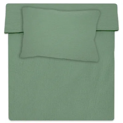 Produktbild von Kinderbettwäsche 90x120 Musselin – Bettwäsche Kinder Baby Jungen Mädchen Bettwäsche-sets Bettbezug 90 x 120 cm Kissenbezug 40x60 Grün