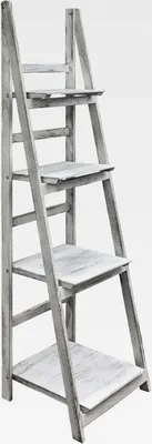 Produktbild von Regal Leiterregal Holz Wandregal Bücherregal für Küche Wohnzimmer Badezimmer Bilderrahmen 4 x Ablagen für Deko Bilderrahmen Pflanzen
