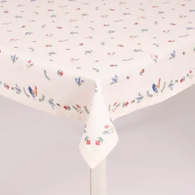 Produktbild von Clayre & Eef Tischdecke Huhn Blumen creme bunt 130x180cm