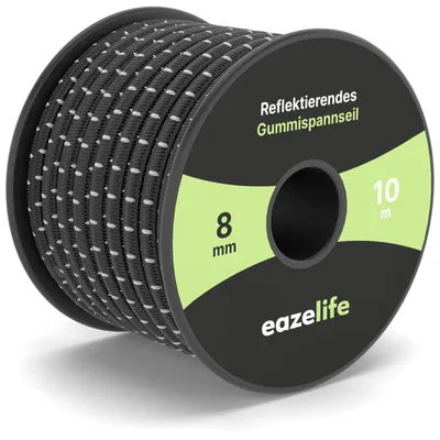 Zdjęcie produktu dla Elastyczna, odporna na warunki atmosferyczne, refleksyjna lina gumowa, 8 mm x 10 m, idealna do użytku na zewnątrz