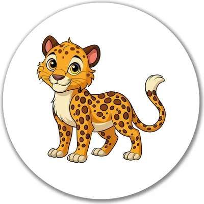 Produktbild von Huuraa Aufkleber Leopard Comic 10cm rund Sticker Geschenkidee