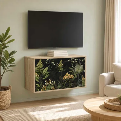 Image de Meuble TV mural exclusif RHENEN, dimensions : 69 x 33 x 40 cm, finition chêne Sonoma