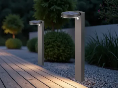 Produktbild von LED Solar Wegeleuchten Set Außenleuchten Pollerleuchte Solarlampe für den Garten