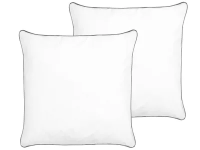 Produktbild von BELIANI Kopfkissen 2er Set Weiß Baumwollbezug 80 x 80 cm Niedrig mit Mikrofaser- und Polyester-Füllung Quadratisch Weich Bettkissen für Allergiker