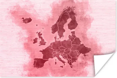 Produktbild von MuchoWow® Poster Karte - Europa - Rosa 180x120 cm - Fotoplakat
