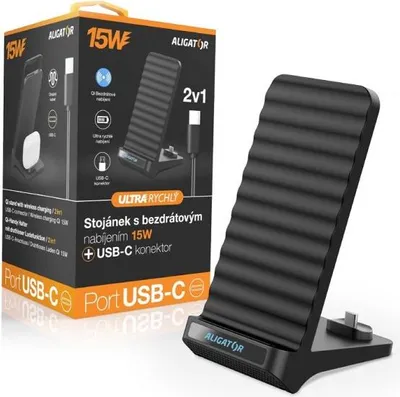 Produktbild von Aligator-Ständer mit 15 W kabellosem Laden und USB-C-Anschluss, 2-in-1