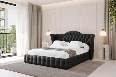 Produktbild von ALTDECOR Polsterbett mit Bettkasten - MODY - 180x200 Schwarz Kunstleder - Bett mit Matratze H3/H4, Kopfteil, Boxbett, Lattenrost, Doppelbett mit Stauraum D66