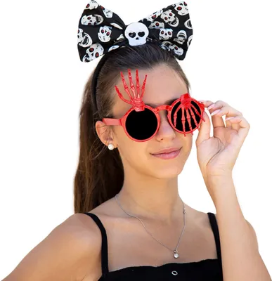 Produktbild von Oblique Unique Schleife Haarreifen mit Totenkopf Motiven Haarreif Halloween Karneval Fasching Party