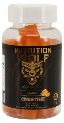 Produktbild von Nutrition Wolf Kreatin Gummies 60 Stk - 5 g Creatin pro Portion, ohne Pulver - Orange