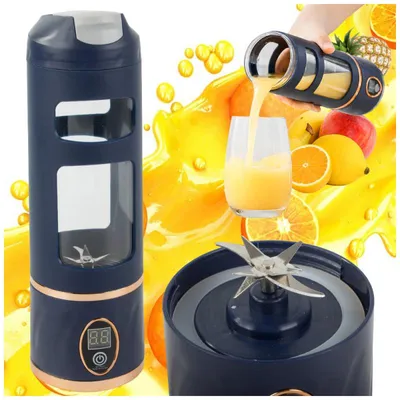 Obrázok produktu pre Verk 07420 Bezdrôtový mixér na smoothie, objem 450 ml, napájanie cez USB, tmavomodrá farba