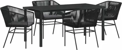 Produktbild von vidaXL Garten Essgruppe 5 pcs Schwarz Pulverbeschichteter Stahl