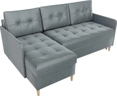 Produktbild von BroMARKT Ecksofa mit Schlaffunktion und Bettkasten Fado Grau Samtstoff Links