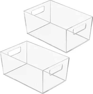 Produktbild von Aufbewahrungsbox 2er-Set Ablagebox Organizer mit Griffen mDesign transparent