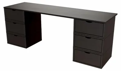Productafbeelding van Bureau van massief hout met 6 lades, kubusvormig - zwart
