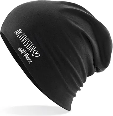 Produktbild von Huuraa Beanie Aktivistin mit Herz Black One Size Baumwolle und Elasthan Mütze Geschenkidee
