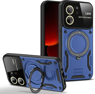 Produktbild von Rüstung Handyhülle für Xiaomi 13T / 13T Pro /Redmi K60 Ultra Dual-Layer Ringhalter Ständer Hülle Blau