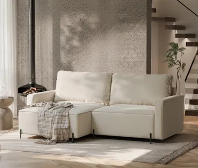 Produktbild von IDOHOME-Polsterecksofa LEO mit Schlaffunktion und Bettkasten 229 cm Beige Linksseitige Polsterecke Wohnlandschaft 135x204 cm Monolith 02
