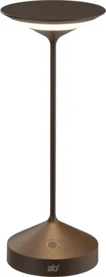 Produktbild von Broggi Tempo Tischleuchte Aluminium Corten, IP54 für Außenbereich, Touch-dimmbar, Akkubetrieb 10h, LED, Höhe 280mm, Dm 110mm, Sockel Dm 10cm, 2.5W, 200lm