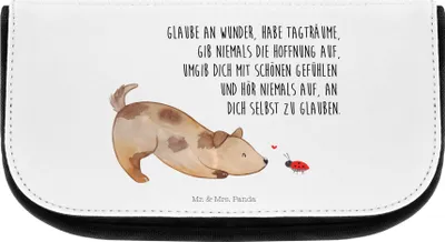 Produktbild von Mr. & Mrs. Panda Kulturbeutel Hund Marienkäfer - Weiß - Geschenk, Necessaire, Mischlinghund, Sprüche, Mischlingshund, toilettenbeutel, Make-Up Tasche, Zuversichtlich