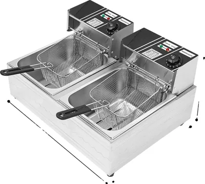 Zdjęcie produktu dla Frytkownica elektryczna, pojemność 12 l, regulowana temperatura, kolor srebrny