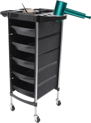 Immagine prodotto di Carrello per parrucchiere, carrello per salone di bellezza, con 5 cassetti, carrello per cosmetici con ruote universali, carrello multifunzionale per parrucchiere, carrello per la conservazione di prodotti di bellezza, strumenti per parrucchieri