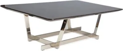 Produktbild von Casa Padrino Luxus Couchtisch Schwarz / Silber 140 x 80 x H. 40 cm - Wohnzimmertisch mit Furnierholz Tischplatte und verchromtem Edelstahl Gestell - Wohnzimmer Möbel