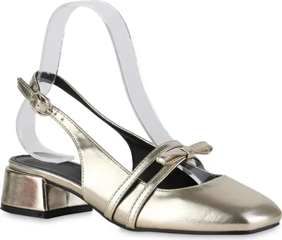 Obrázek produktu pro VAN HILL Dámské lodičky na šněrování Classic Metallic Angular Bows Shoes 840908, Barva: zlatá, Velikost: 36