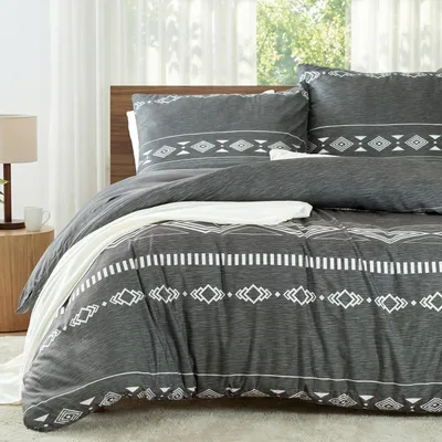 Immagine prodotto di Set di lenzuola 155x220 cm, 3 pezzi, grigio, in microfibra, con 2 federe 80x80 cm