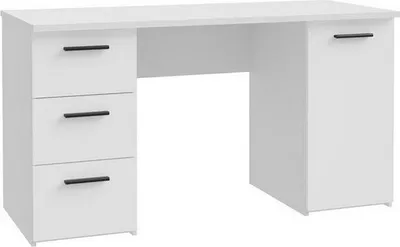 Produktbild von Furniture24 Schreibtisch Net106 Mt311-120 Mit 3 Schubladen Und Schrank Weiß