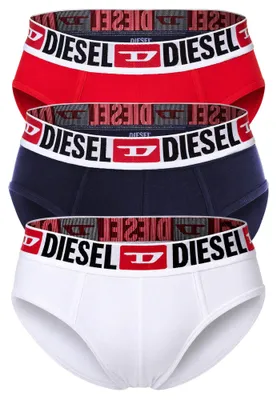 Produktbild von DIESEL Herren Slips, 3er Pack - UMBR-ANDRETHREEPACK, Briefs, Baumwolle Stretch, einfarbig Rot/Dunkelblau/Weiß M