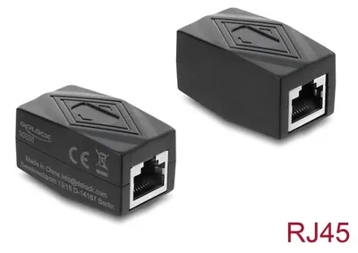 Productafbeelding van Delock adapterkoppeling RJ45, mannelijk naar mannelijk, Cat.6, afgeschermd, zwart