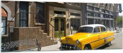 Produktbild von Bilder auf glas - Amerikanisches auto klassisch stadt - 140x50cm - Glasbilder - Wandbilder - Kunstdruck - Wanddekoration aus Glas - Glas Bilder - Wandbild auf Glas - GAB140x50-2569