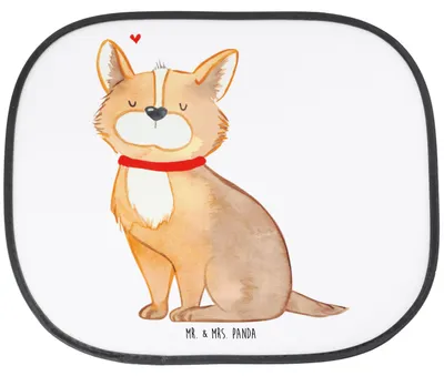 Produktbild von Mr. & Mrs. Panda Sonnenschutz für Auto Hund Glück - Weiß - Geschenk, Sprüche, autofenster, Sonnenblende, Corgie, Spruch, Herz, blendschutz, Liebe