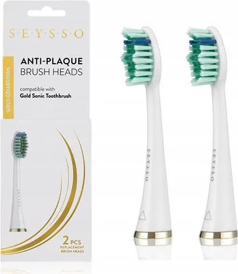 Produktbild von SEYSSO Gold White Anti-Plaque Schallzahnbürstenköpfe 2 Stück