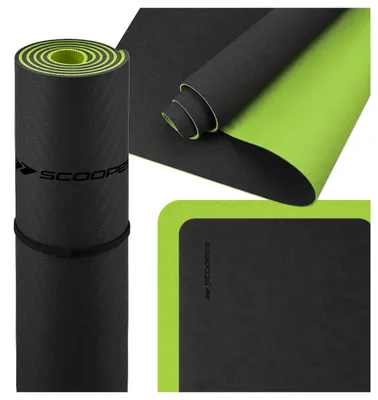 Produktbild von Gymnastikmatte Trainingsmatte für Pilates Yoga Fitness Stretching dick 6mm 183*61cm rutschfest Yogamatte Grün Schwarz